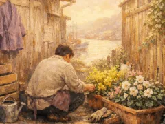 割烹着に残る花の匂い