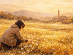 炭鉱の野原の干し花