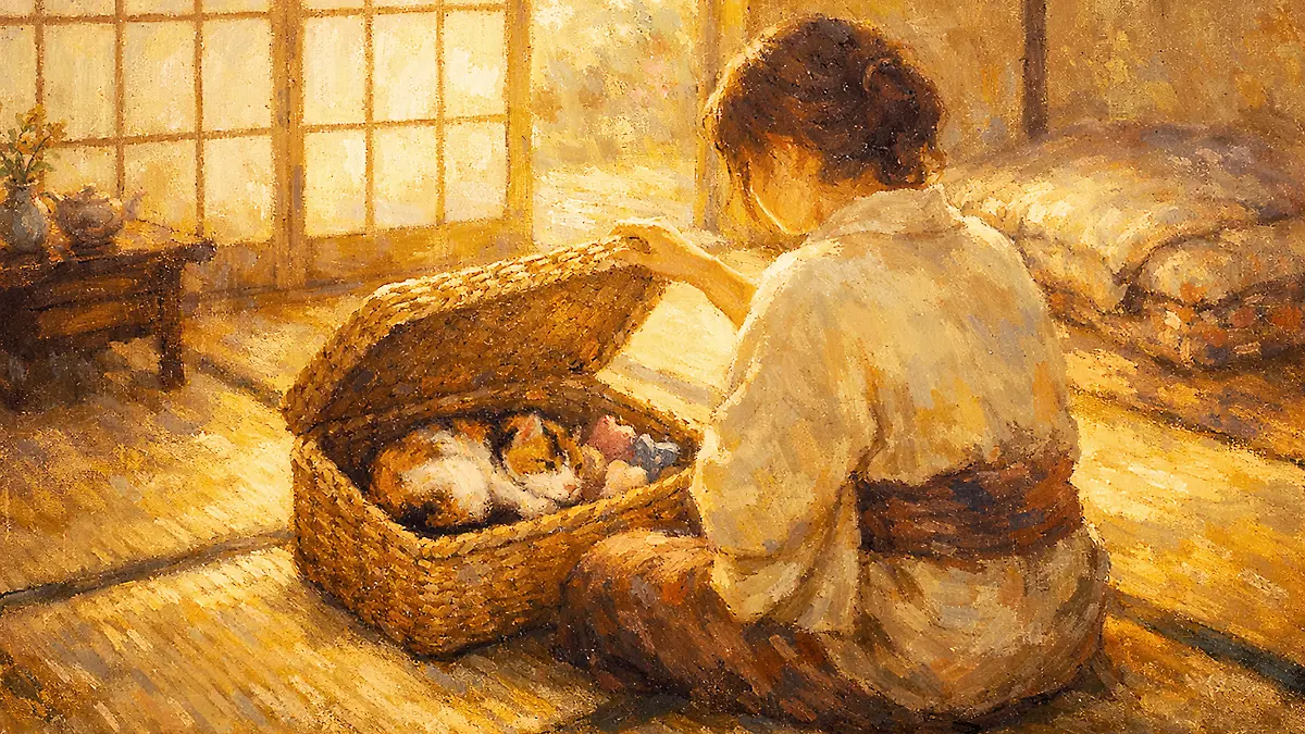 朝の光と猫のぬくもり