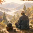 鉄瓶のある縁側で