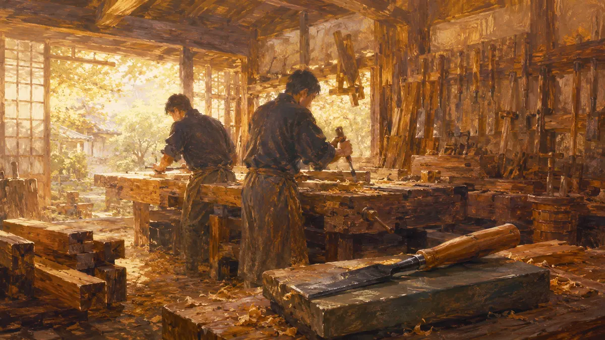 木工の温かな作業場