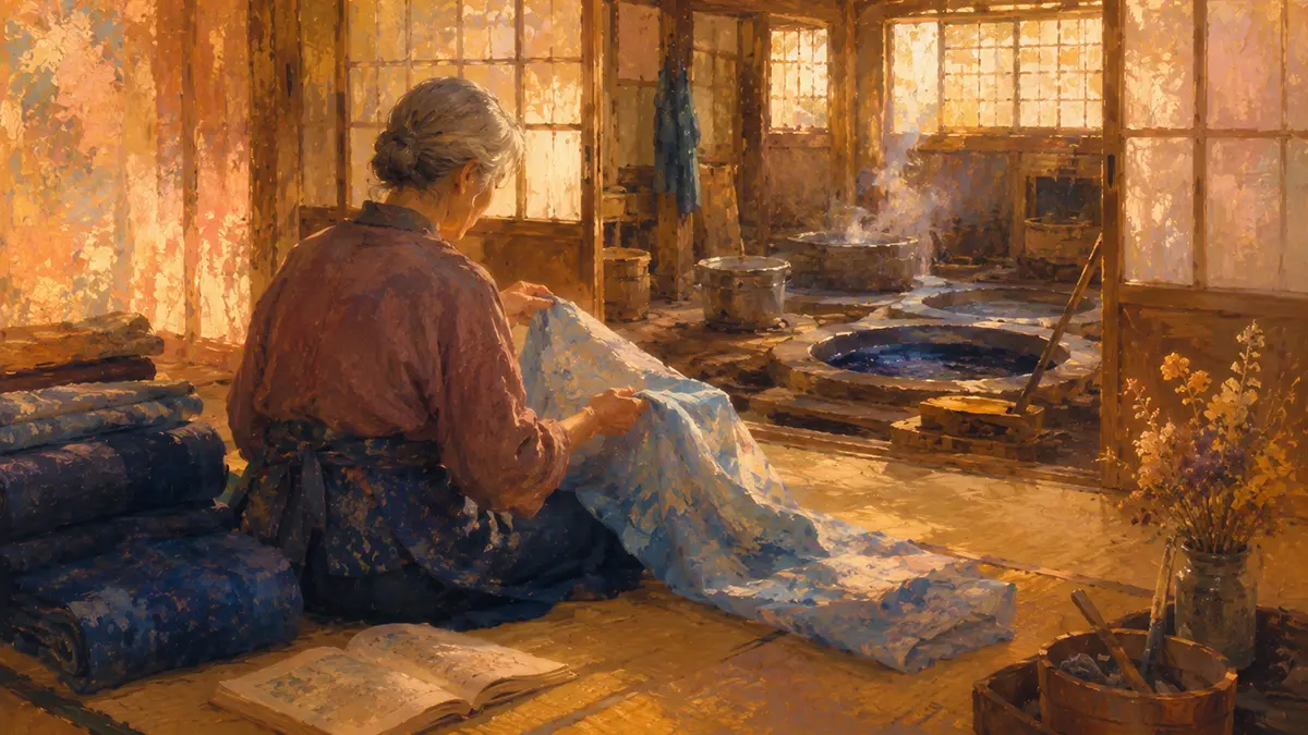 染色作業場での静かなひととき