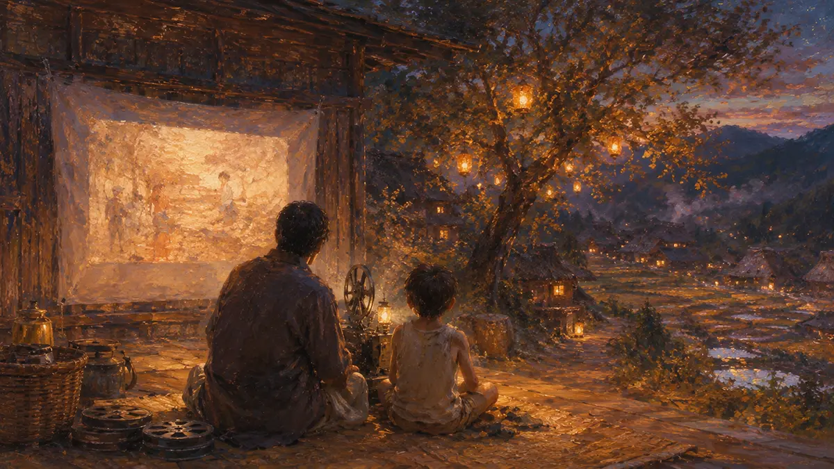 山村の映画上映会