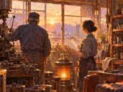 朝の読み合わせで先輩は目を閉じる
